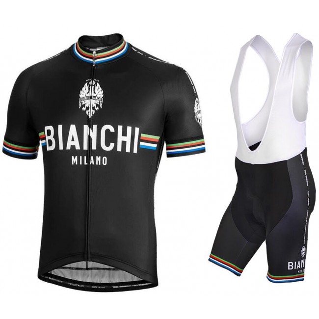 BIANCHI MILANO New Pride black Fahrradbekleidung Radtrikot Satz Kurzarm+Kurz Trägerhose 9YSY0