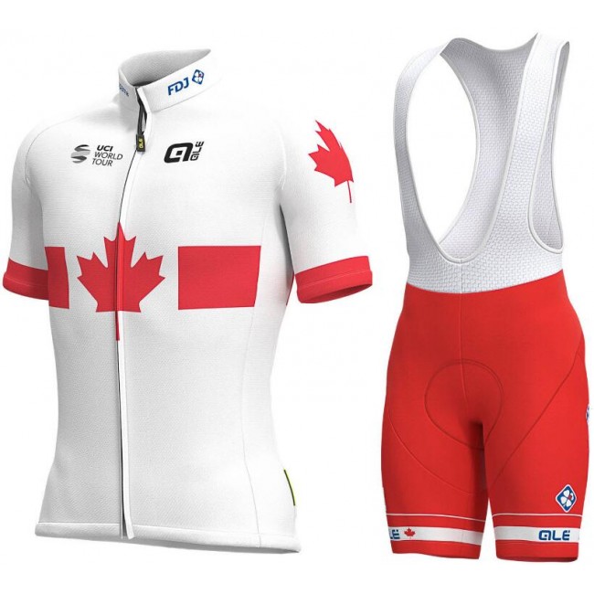 2019 Groupama FDJ Canadian Champion Fahrradbekleidung Radtrikot Satz Kurzarm+Kurz Trägerhose TCAQQ