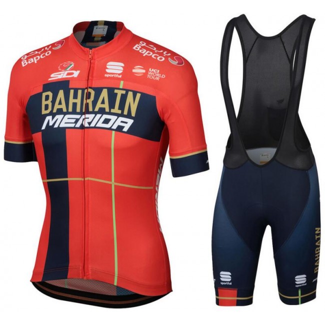 Team Bahrain Merida 2019 Fahrradbekleidung Radtrikot Satz Kurzarm+Kurz Trägerhose NPT8K