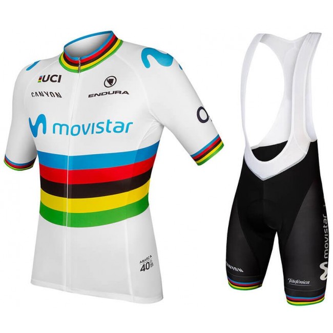 MOVISTAR TEAM World Champion 2019 Fahrradbekleidung Radtrikot Satz Kurzarm+Kurz Trägerhose V5GWQ