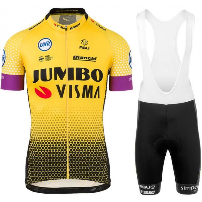 TEAM Jumbo-Visma 2019 Fahrradbekleidung Radtrikot Satz Kurzarm+Kurz Trägerhose RA67X