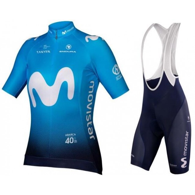 MOVISTAR 2019 Damen Fahrradbekleidung Radtrikot Satz Kurzarm+Kurz Trägerhose 4S359