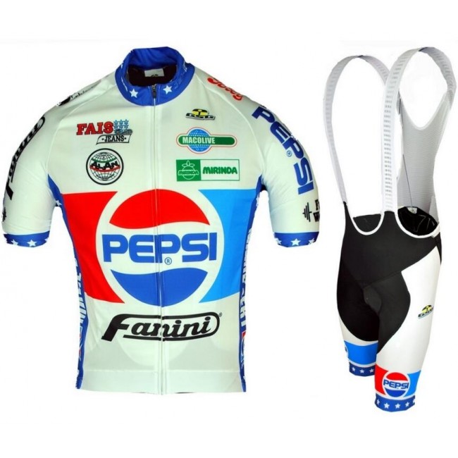 Retro Fanini Pepsi Cola 1988 Fahrradbekleidung Radtrikot Satz Kurzarm+Kurz Trägerhose TQ562