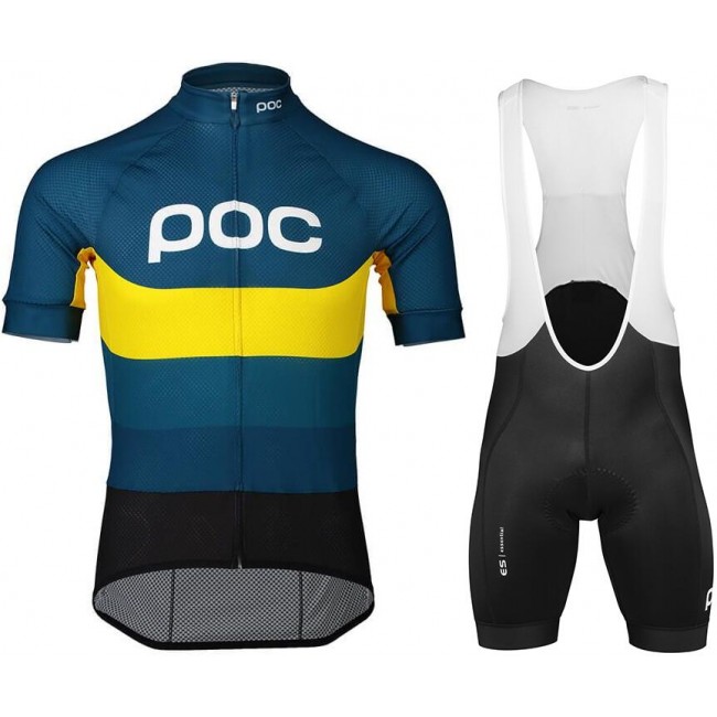 POC Essential Road Logo yellow Fahrradbekleidung Radtrikot Satz Kurzarm+Kurz Trägerhose U6F5D