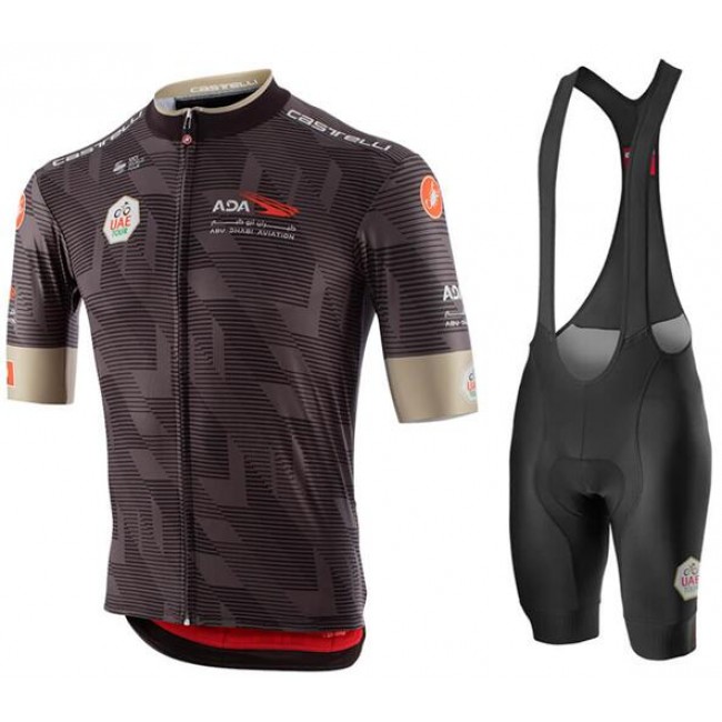 2020 UAE Tour Fahrradbekleidung Kurzamtrikot+Trägerhose kurz Schwarz