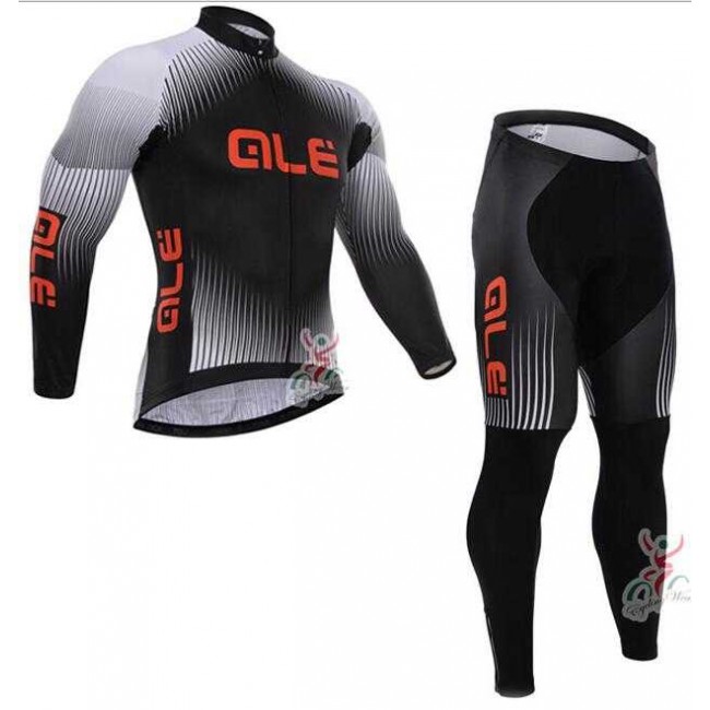 2015 ALE Fahrradbekleidung Radtrikot Langarm+Lange Radhose Schwarz 1CQR9