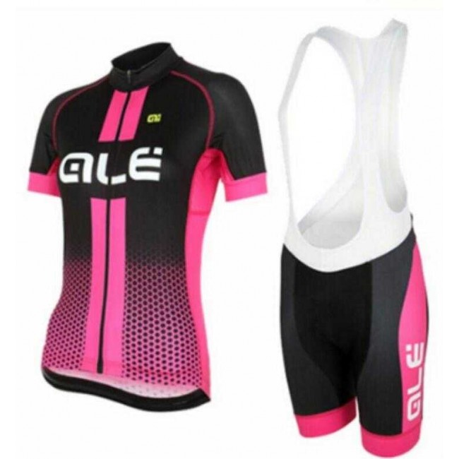 2015 ALE Fahrradbekleidung Satz Fahrradtrikot Kurzarm Trikot und Kurz Radhose roze Schwarz Dame 7T8OR