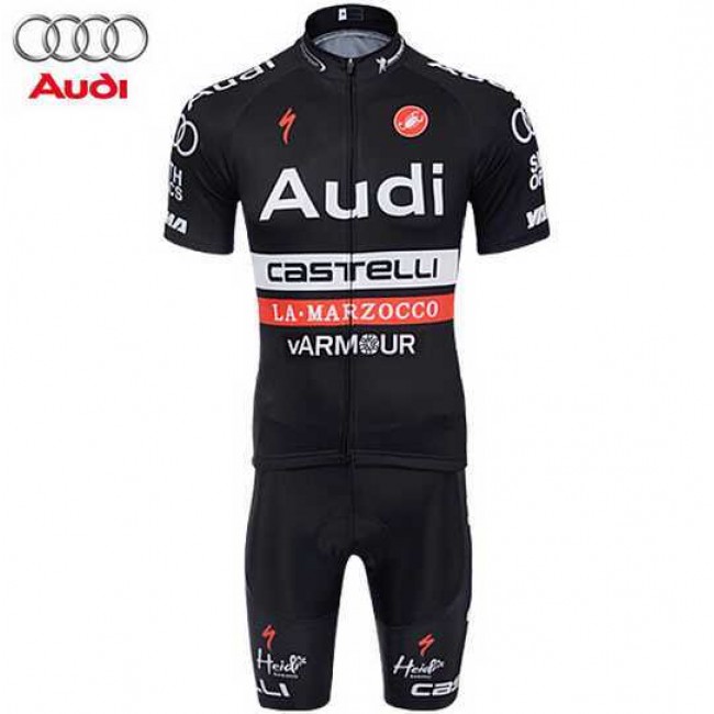 2015 AUDI Radbekleidung Fahrradtrikot Kurzarm und Fahrradhosen Kurz Schwarz Y9SK4