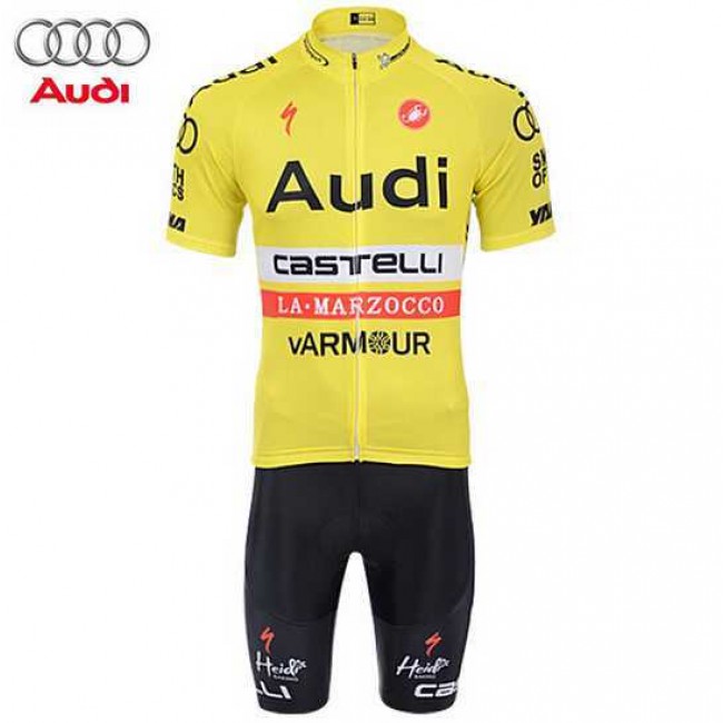 2015 AUDI Fahrradbekleidung Satz Fahrradtrikot Kurzarm Trikot und Kurz Radhose gelb 3V7PQ