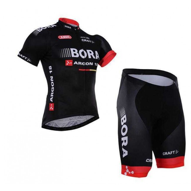 2016 Bora Fahrradbekleidung Satz Fahrradtrikot Kurzarm Trikot und Kurz Radhose Schwarz Rot W0NJO