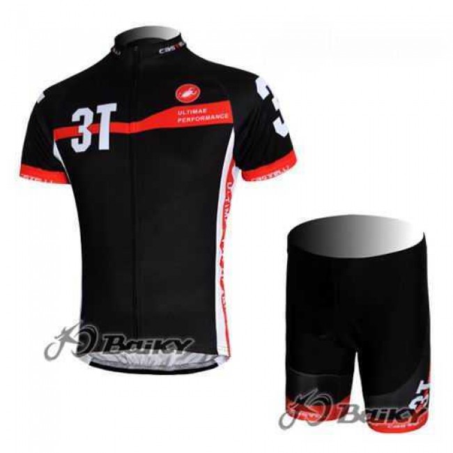 Castelli 3T Radbekleidung Radtrikot Kurzarm und Fahrradhosen Kurz Schwarz V7U4H