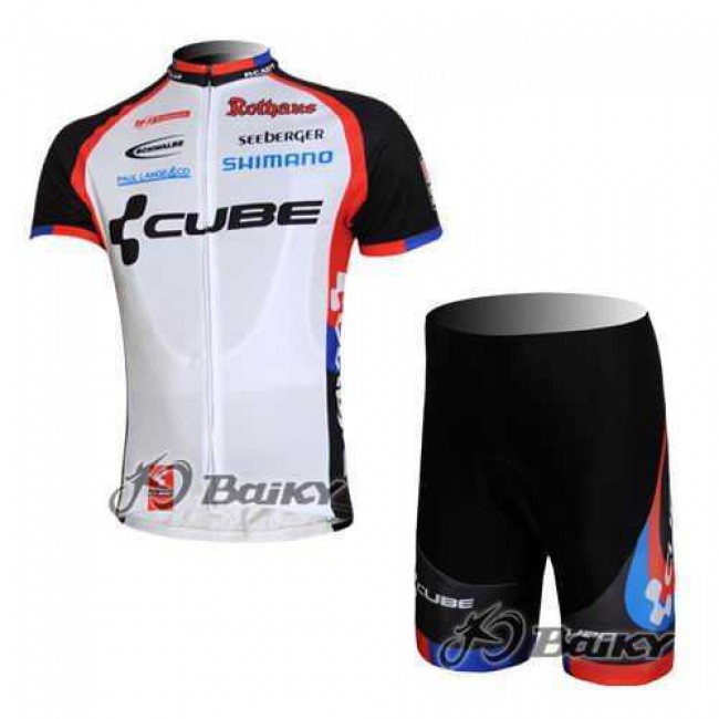 Cube Fintro Radbekleidung Radtrikot Kurzarm und Fahrradhosen Kurz weiß Schwarz 4JTWM