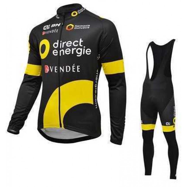 2016 DIRECT ENERGIE Fahrradbekleidung Radtrikot Langarm+Lang Trägerhose AEUPC