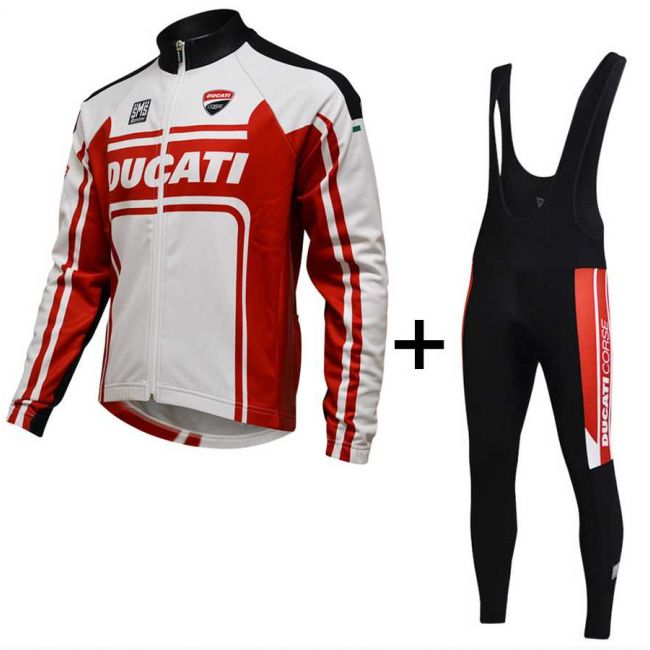 2016 Ducati Fahrradbekleidung Radtrikot Langarm+Lang Trägerhose Rot weiß GMN3R