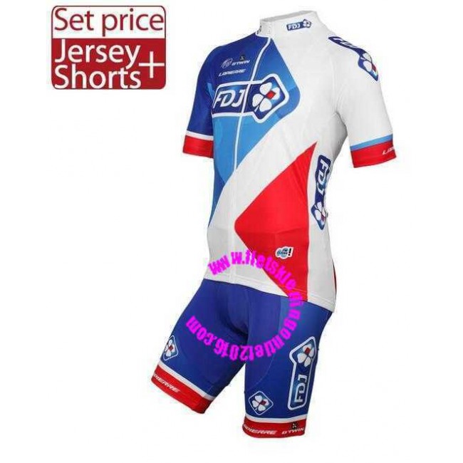 2016 FDJ Fahrradbekleidung Radteamtrikot Kurzarm+Kurz Radhose Kaufen bleu NKC4Z