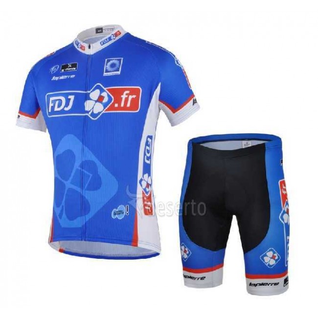 FDJ.fr 2014 Radbekleidung Radtrikot Kurzarm und Fahrradhosen Kurz DWJ1M