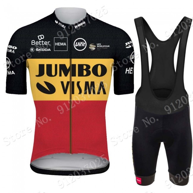 Jumbo Visma Belgium 2021 Team Fahrradbekleidung Radteamtrikot Kurzarm+Kurz Radhose HWnNoP