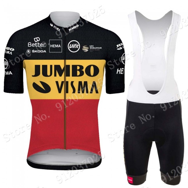 Jumbo Visma Belgium 2021 Team Fahrradbekleidung Radteamtrikot Kurzarm+Kurz Radhose rc5tIX