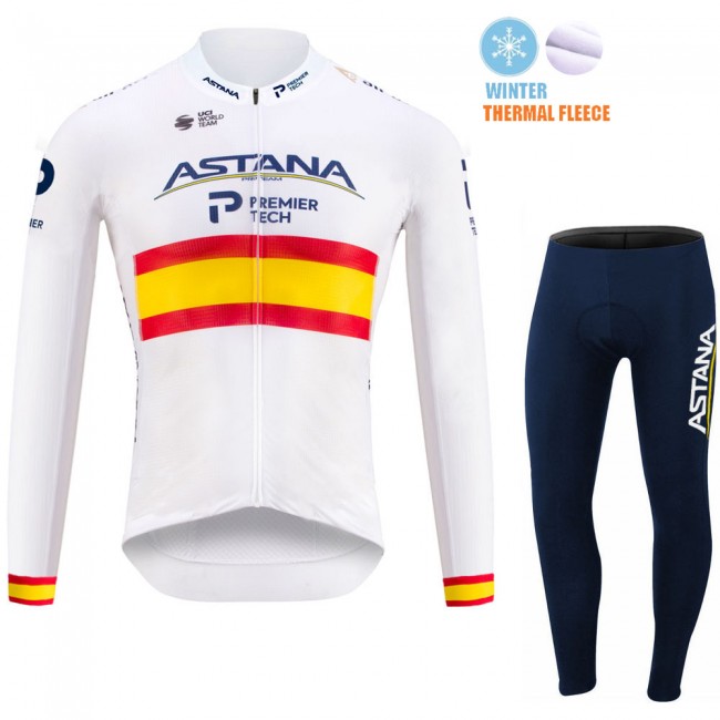 Spanish Winter Fleece Astana Pro Team 2021 Fahrradbekleidung Radtrikot Langarm+Lang Radhose Online GyjK21