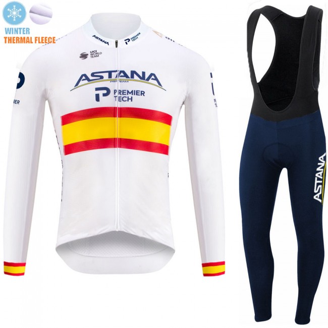 Spanish Winter Fleece Astana Pro Team 2021 Fahrradbekleidung Radtrikot Langarm+Lang Radhose Online JznzHG