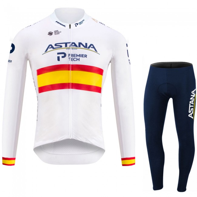 Spanish Astana Pro Team 2021 Fahrradbekleidung Radtrikot Langarm+Lang Radhose Online bZesnt