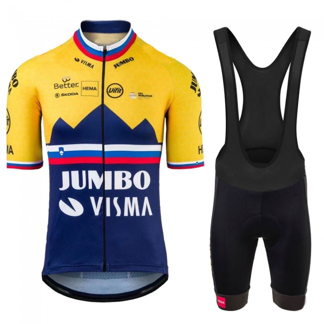 Jumbo Visma SLovenia Pro 2021 Team Fahrradbekleidung Radteamtrikot Kurzarm+Kurz Radhose YUuUZf