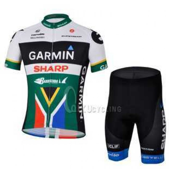 2013 Garmin Sharp Barracuda Sudafrica kampioen Radbekleidung Radtrikot Kurzarm und Fahrradhosen Kurzje grün EDCYF