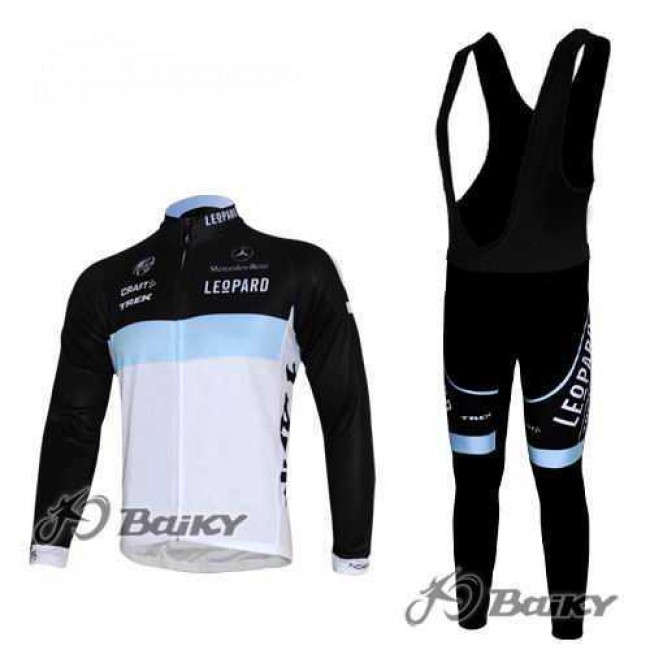 Leopard trek Pro Team Fahrradbekleidung Radteamtrikot Langarm+Lang Trägerhose weiß Schwarz RB4C9