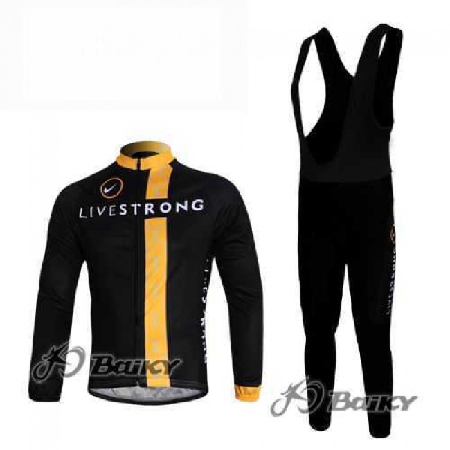 Livestrong Fahrradtrikot Radbekleidung Langarm+Lang Fahrradhose Bib Schwarz gelb 0M64E