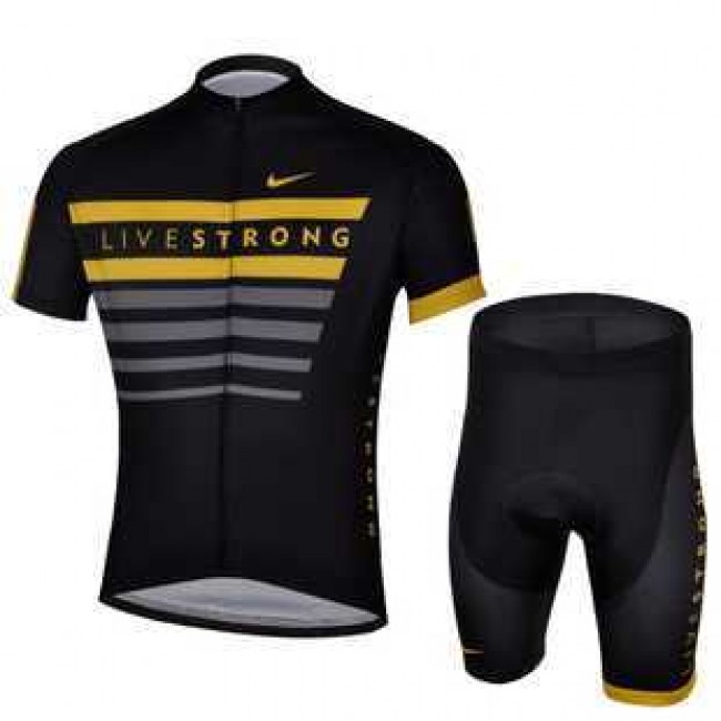 2013 Livestrong Radbekleidung Radtrikot Kurzarm und Fahrradhosen Kurzje Schwarz gelb K1H0O