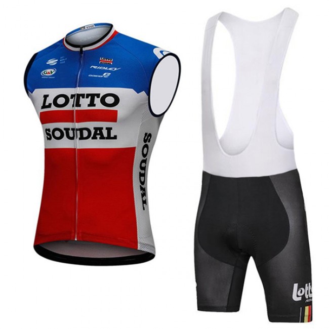 2018 Lotto Soudal blau weiß Rot Set Mouwloze+Kurz Trägerhose TIVIB