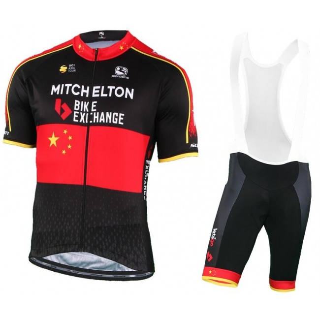 MITCHELTON-SCOTT Chinese Champion 2018-2019 Fahrradbekleidung Radtrikot Satz Kurzarm+Kurz Trägerhose A3KE2