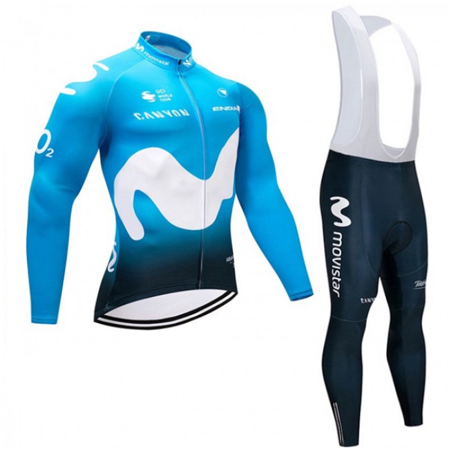 2018 Movistar Team Fahrradbekleidung Radtrikot Langarm+Lang Trägerhose 7E2YI