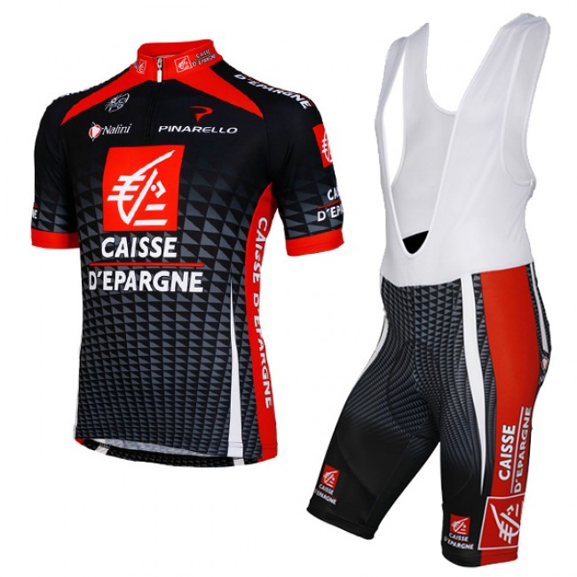 2018 CAISSE D'EPARGNE Fahrradbekleidung Radtrikot Satz Kurzarm+Kurz Trägerhose 2FPEH