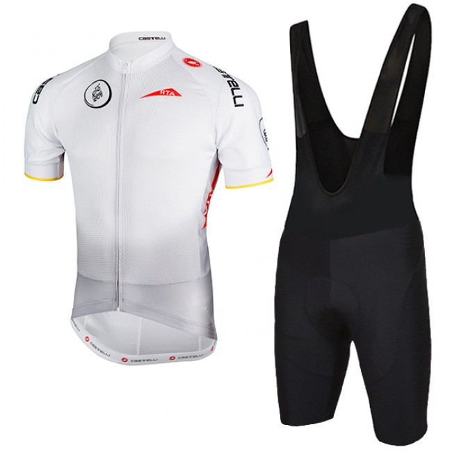 2018 Dubai Tour weiß Fahrradbekleidung Radtrikot Satz Kurzarm+Kurz Trägerhose A0AFP