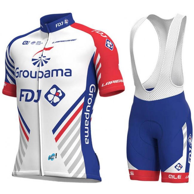 GROUPAMA-FDJ 2018 Fahrradbekleidung Radtrikot Satz Kurzarm+Kurz Trägerhose O4VRB