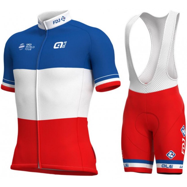 Groupama Fdj French Champion 2018 Fahrradbekleidung Radtrikot Satz Kurzarm+Kurz Trägerhose XFQ5M