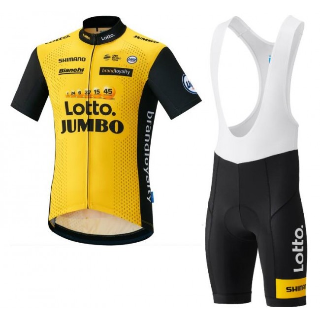 LottoNL-Jumbo 2018 Fahrradbekleidung Radtrikot Satz Kurzarm+Kurz Trägerhose QL0QH