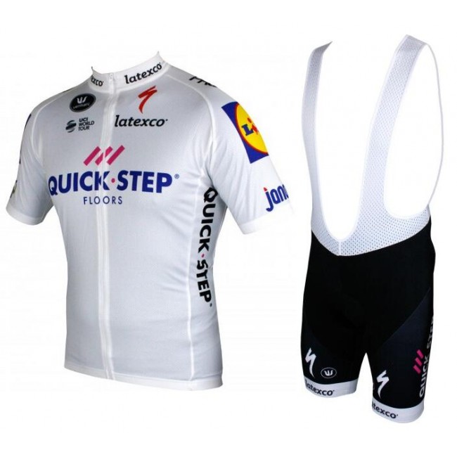 Quick-Step Floors 2018 Tour Special Edition weiß Fahrradbekleidung Radtrikot Satz Kurzarm+Kurz Trägerhose 39M64