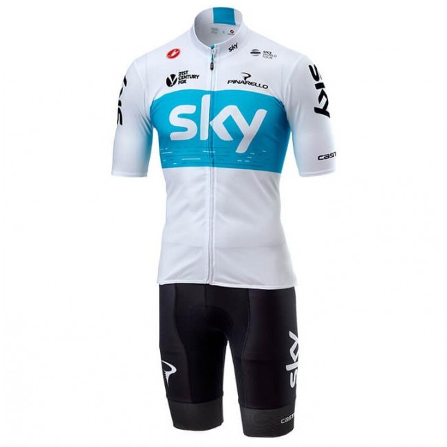 TEAM SKY 2018 weiß Set Fahrradbekleidung Radtrikoten+Kurz Radhose B8DFF