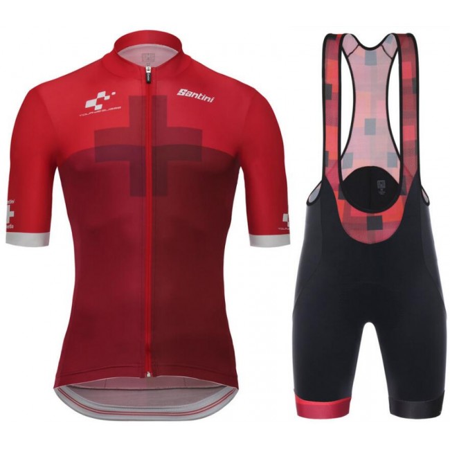 Tour de Suisse Cross 2018 Fahrradbekleidung Radtrikot Satz Kurzarm+Kurz Trägerhose G4CHB