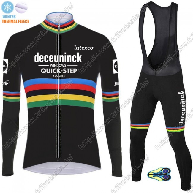 Winter Thermal Fleece Deceuninck quick step 2021 UCI World Champion Fahrradbekleidung Radtrikot Langarm+Lang Trägerhose ARACT