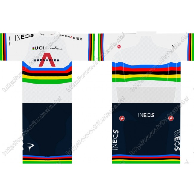 Team INEOS Grenadier 2021 UCI World Champion Fahrradbekleidung Satz Fahrradtrikot Kurzarm Trikot Und Kurz Radhose ZKCGY