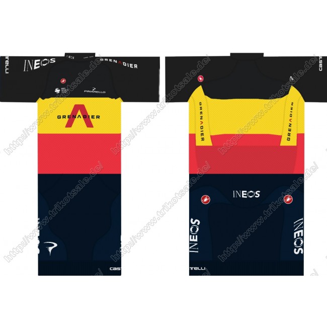 Team INEOS Grenadier 2021 UCI World Champion Fahrradbekleidung Satz Fahrradtrikot Kurzarm Trikot Und Kurz Radhose BBRRA