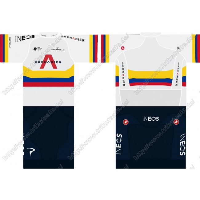 Team INEOS Grenadier 2021 UCI World Champion Fahrradbekleidung Satz Fahrradtrikot Kurzarm Trikot Und Kurz Radhose FSHCQ