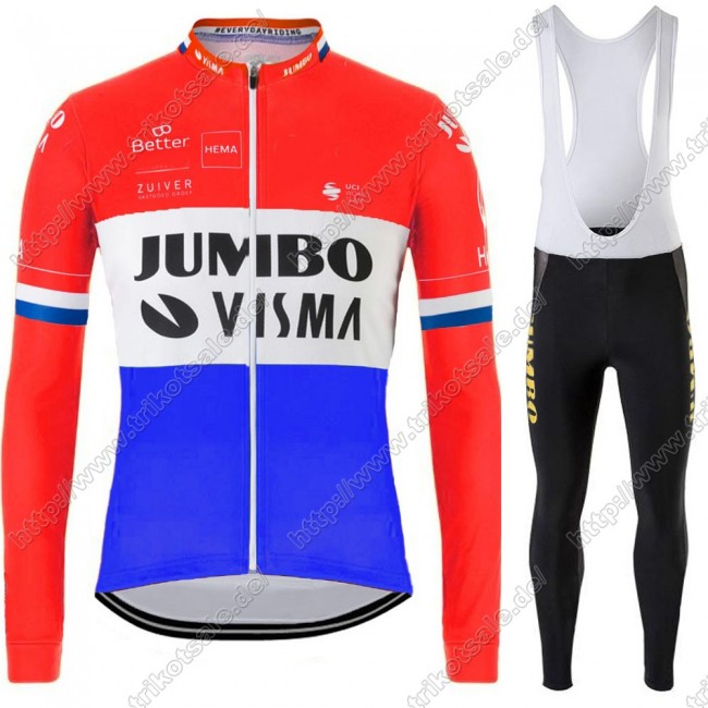 Jumbo Visma 2021 Dutch Fahrradbekleidung Radtrikot Langarm+Lang Trägerhose KFOST