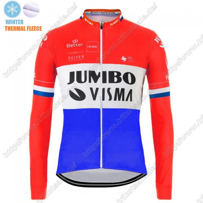 Winter Thermal Fleece Jumbo Visma 2021 Dutch Fahrradbekleidung Radtrikot Langarm RLNQA