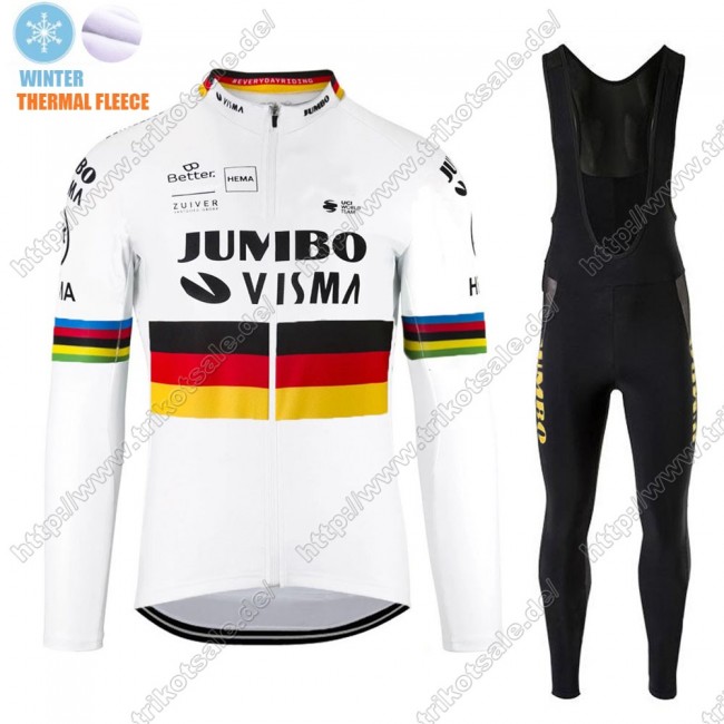 Winter Thermal Fleece Jumbo Visma 2021 Germany Fahrradbekleidung Radtrikot Langarm+Lang Trägerhose NJGIU