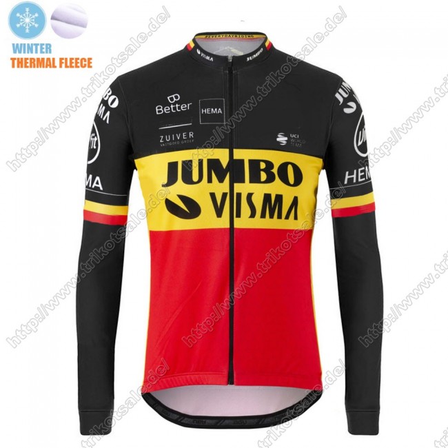 Winter Thermal Fleece Jumbo Visma 2021 Belgium Fahrradbekleidung Radtrikot Langarm XHCEC