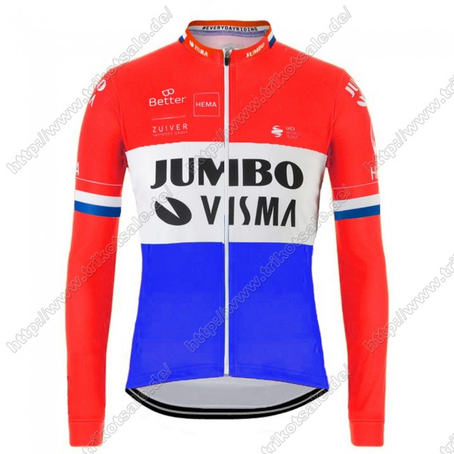 Jumbo Visma 2021 Dutch Fahrradbekleidung Radtrikot Langarm MCREM